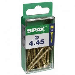 Lot de 20 vis acier tęte fraisée pozidriv SPAX, Diam.4 mm x L.45 mm
