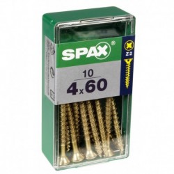 Lot de 10 vis acier tęte fraisée pozidriv SPAX, Diam.4 mm x L.60 mm
