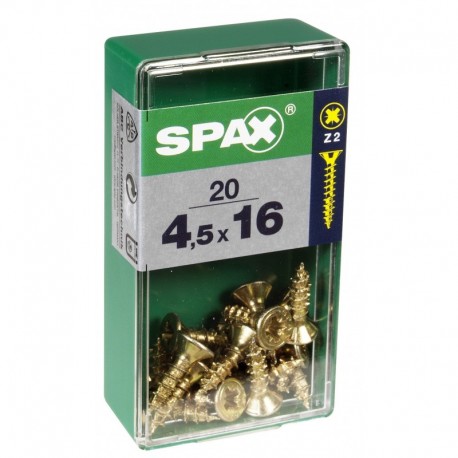 Lot de 20 vis acier tęte fraisée pozidriv SPAX, Diam.4.5 mm x L.16 mm