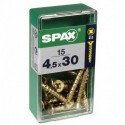 Lot de 15 vis acier tęte fraisée pozidriv SPAX, Diam.4.5 mm x L.30 mm