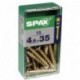 Lot de 15 vis acier tęte fraisée pozidriv SPAX, Diam.4.5 mm x L.35 mm