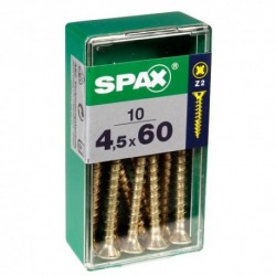 Lot de 10 vis acier tęte fraisée SPAX, Diam.4.5 mm x L.60 mm