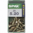 Lot de 20 vis acier tęte fraisée pozidriv SPAX, Diam.5 mm x L.20 mm