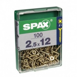 Lot de 100 vis acier tęte fraisée pozidriv SPAX, Diam.2.5 mm x L.12 mm