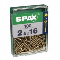 Lot de 100 vis acier tęte fraisée pozidriv SPAX, Diam.2.5 mm x L.16 mm