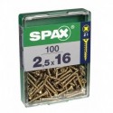 Lot de 100 vis acier tęte fraisée pozidriv SPAX, Diam.2.5 mm x L.16 mm