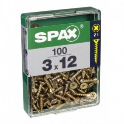 Lot de 100 vis acier tęte fraisée pozidriv SPAX, Diam.3 mm x L.12 mm