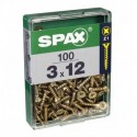 Lot de 100 vis acier tęte fraisée pozidriv SPAX, Diam.3 mm x L.12 mm