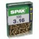 Lot de 100 vis acier tęte fraisée pozidriv SPAX, Diam.3 mm x L.16 mm