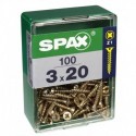 Lot de 100 vis acier tęte fraisée pozidriv SPAX, Diam.3 mm x L.20 mm