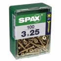 Lot de 100 vis acier tęte fraisée pozidriv SPAX, Diam.3 mm x L.25 mm
