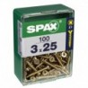 Lot de 100 vis acier tęte fraisée pozidriv SPAX, Diam.3 mm x L.25 mm