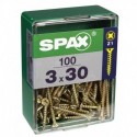 Lot de 100 vis acier tęte fraisée pozidriv SPAX, Diam.3 mm x L.30 mm
