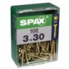 Lot de 100 vis acier tęte fraisée pozidriv SPAX, Diam.3 mm x L.30 mm