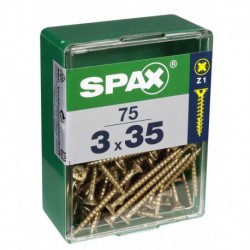 Lot de 75 vis acier tęte fraisée pozidriv SPAX, Diam.3 mm x L.35 mm
