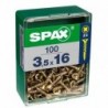 Lot de 100 vis acier tęte fraisée pozidriv SPAX, Diam.3.5 mm x L.16 mm