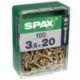 Lot de 100 vis acier tęte fraisée pozidriv SPAX, Diam.3.5 mm x L.20 mm