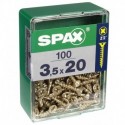 Lot de 100 vis acier tęte fraisée pozidriv SPAX, Diam.3.5 mm x L.20 mm
