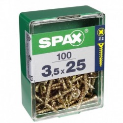 Lot de 100 vis acier tęte fraisée pozidriv SPAX, Diam.3.5 mm x L.25 mm