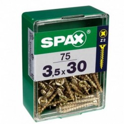 Lot de 75 vis acier tęte fraisée pozidriv SPAX, Diam.3.5 mm x L.30 mm