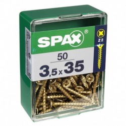 Lot de 50 vis acier tęte fraisée pozidriv SPAX, Diam.3.5 mm x L.35 mm