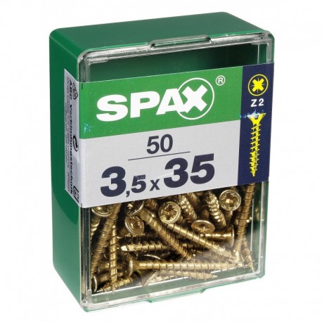 Lot de 50 vis acier tęte fraisée pozidriv SPAX, Diam.3.5 mm x L.35 mm