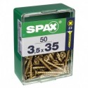 Lot de 50 vis acier tęte fraisée pozidriv SPAX, Diam.3.5 mm x L.35 mm