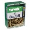 Lot de 50 vis acier tęte fraisée pozidriv SPAX, Diam.3.5 mm x L.35 mm
