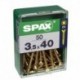 Lot de 50 vis acier tęte fraisée pozidriv SPAX, Diam.3.5 mm x L.40 mm