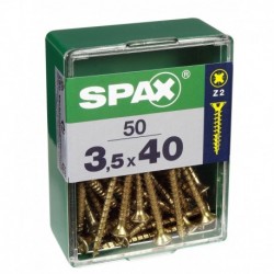 Lot de 50 vis acier tęte fraisée pozidriv SPAX, Diam.3.5 mm x L.40 mm