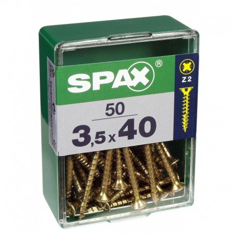 Lot de 50 vis acier tęte fraisée pozidriv SPAX, Diam.3.5 mm x L.40 mm