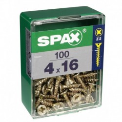 Lot de 100 vis acier tęte fraisée pozidriv SPAX, Diam.4 mm x L.16 mm