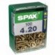 Lot de 100 vis acier tęte fraisée pozidriv SPAX, Diam.4 mm x L.20 mm
