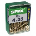 Lot de 100 vis acier tęte fraisée pozidriv SPAX, Diam.4 mm x L.25 mm