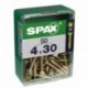 Lot de 50 vis acier tęte fraisée pozidriv SPAX, Diam.4 mm x L.30 mm