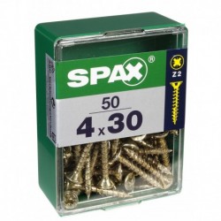Lot de 50 vis acier tęte fraisée pozidriv SPAX, Diam.4 mm x L.30 mm