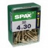 Lot de 50 vis acier tęte fraisée pozidriv SPAX, Diam.4 mm x L.30 mm