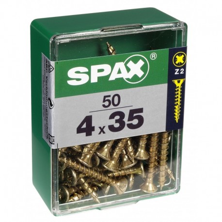 Lot de 50 vis acier tęte fraisée pozidriv SPAX, Diam.4 mm x L.35 mm