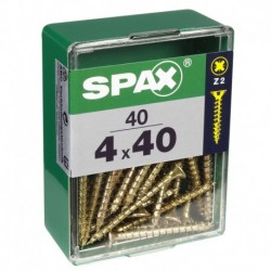 Lot de 40 vis acier tęte fraisée pozidriv SPAX, Diam.4 mm x L.40 mm