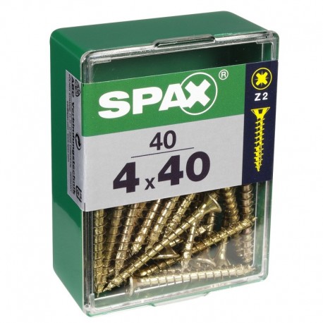 Lot de 40 vis acier tęte fraisée pozidriv SPAX, Diam.4 mm x L.40 mm
