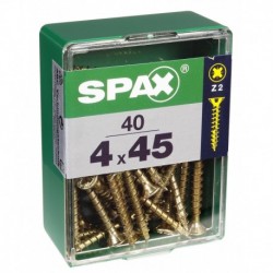 Lot de 40 vis acier tęte fraisée pozidriv SPAX, Diam.4 mm x L.45 mm