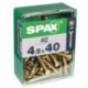 Lot de 40 vis acier tęte fraisée pozidriv SPAX, Diam.4.5 mm x L.40 mm