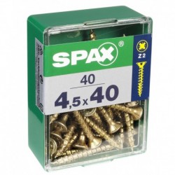 Lot de 40 vis acier tęte fraisée pozidriv SPAX, Diam.4.5 mm x L.40 mm