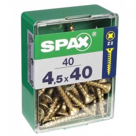 Lot de 40 vis acier tęte fraisée pozidriv SPAX, Diam.4.5 mm x L.40 mm