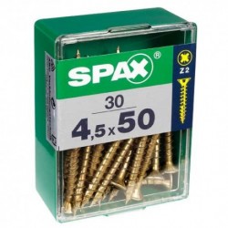 Lot de 30 vis acier tęte fraisée SPAX, Diam.4.5 mm x L.50 mm