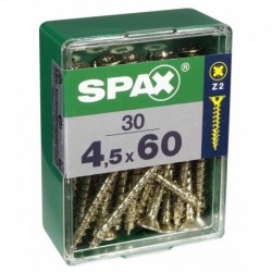 Lot de 30 vis acier tęte fraisée pozidriv SPAX, Diam.4.5 mm x L.60 mm