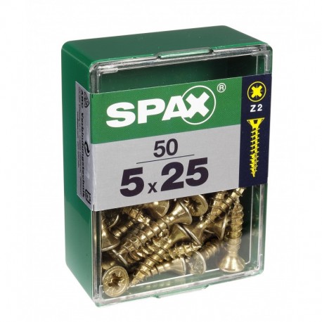 Lot de 50 vis acier tęte fraisée pozidriv SPAX, Diam.5 mm x L.25 mm