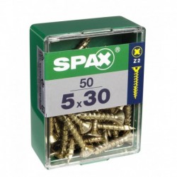 Lot de 50 vis acier tęte fraisée pozidriv SPAX, Diam.5 mm x L.30 mm