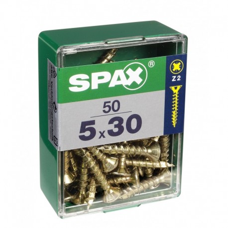 Lot de 50 vis acier tęte fraisée pozidriv SPAX, Diam.5 mm x L.30 mm