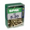 Lot de 50 vis acier tęte fraisée pozidriv SPAX, Diam.5 mm x L.30 mm